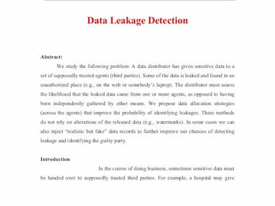 Detection of data leakage using cloud computing
