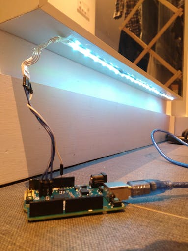Showing off the installation of the RGB LED strip.