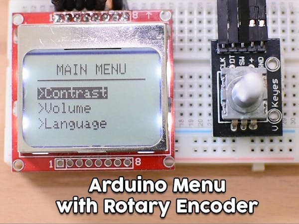 arduino menu on a nokia 5110 lcd using a rotary encoder arduino project hub