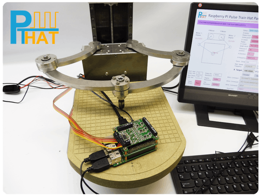 Pulse Train HAT Controlling Parallel Scara Robot Arm