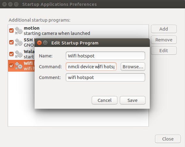 Setting up the hotspot at startup