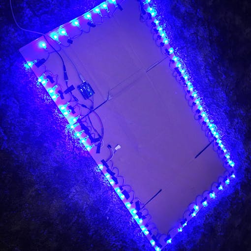 Cardboard, tape and 75 LEDs