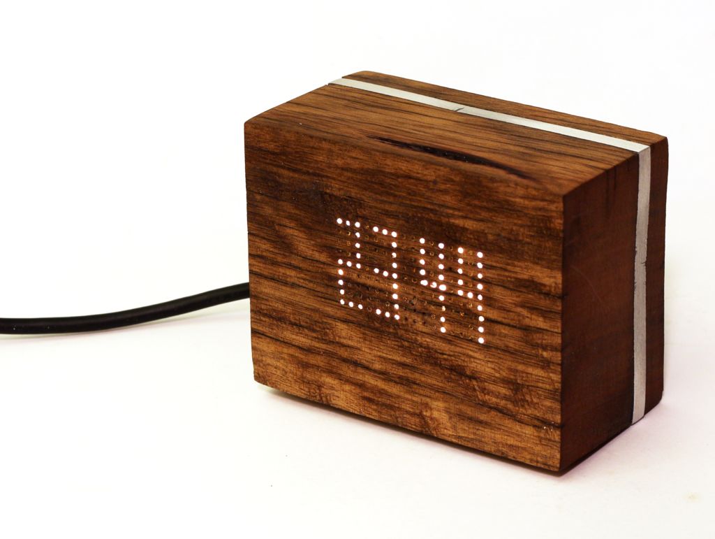 Wood with Green LED Box The Wooden LED Clock 