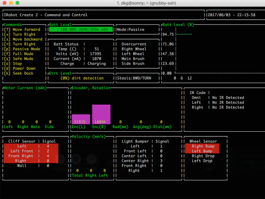 Roomba Dashboard - A CLI Dashboard For iRobot Create 2