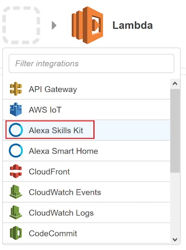 Selecting Alexa Skills Kit