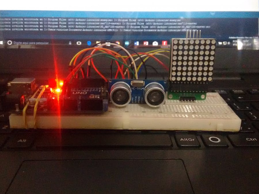 Arduino HC-04 and 8x8 Matrix MAX7219