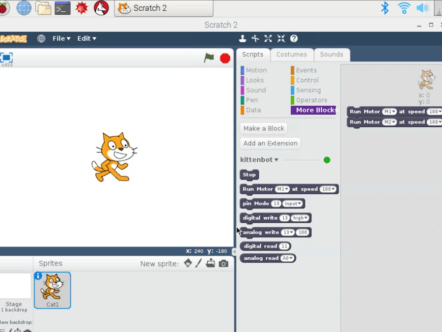  Scratch 2.0 KittenBot Extension for Raspberry Pi 3 B+