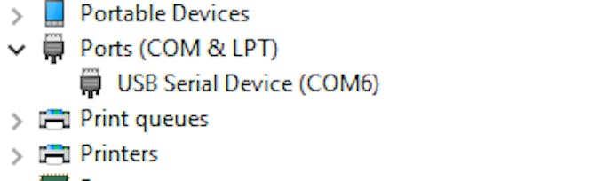 com port as shown in a Windows system