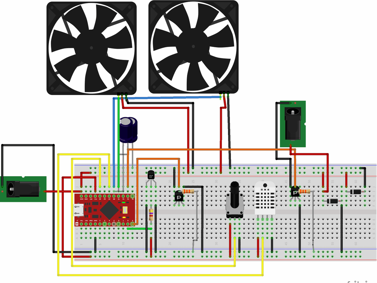 Automatic temperature controlled fan using arduino to control