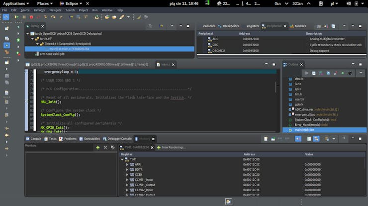 Real-time wireless debugging of STM32 microcontroller