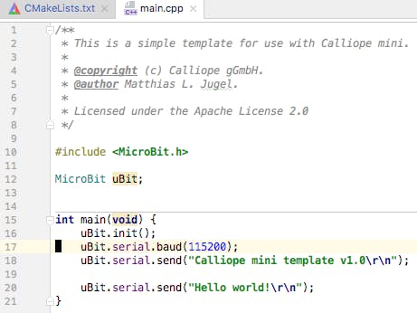 Calliope mini C++ coding template