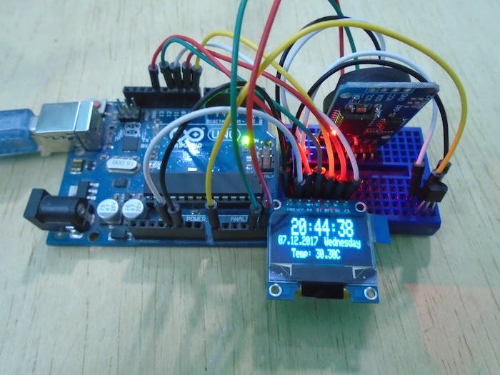 Arduino OLED Temperature Display with Real Time Clock