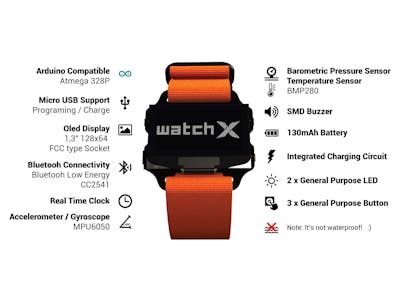 watchX-Arduino/Scratch Compatible Wearable Development Board