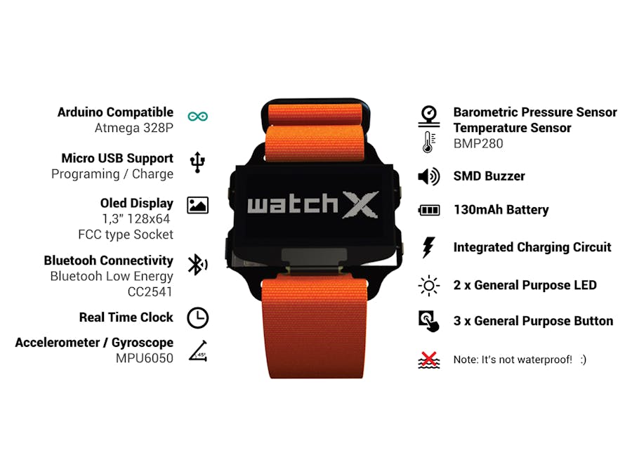 watchX-Arduino/Scratch Compatible Wearable Development Board