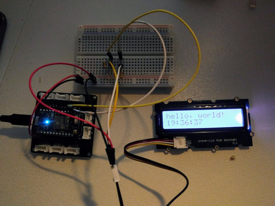 Particle + Grove LCD RGB Backlight = Realtime Clock