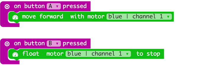 Control a motor using the buttons