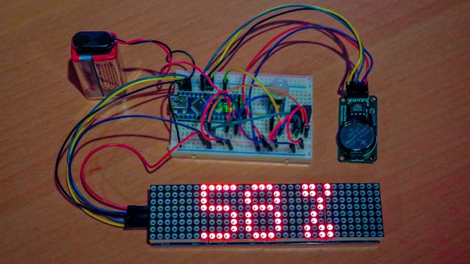 Arduino 32x8 LED matrix test setup
