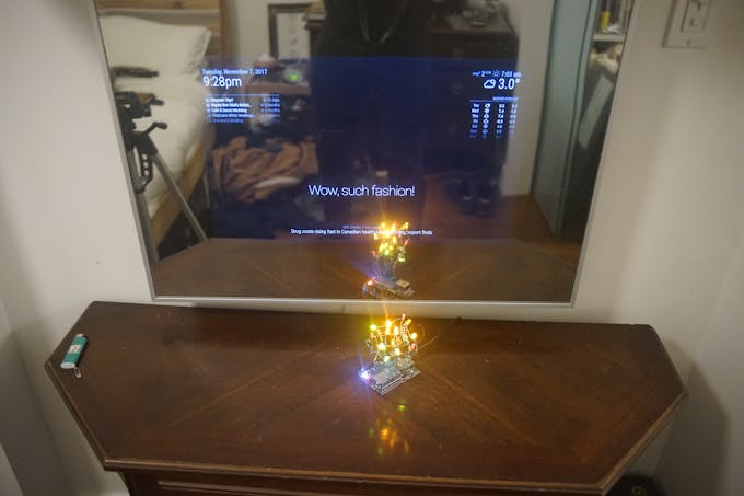 Alexa enabled smart mirror watching over it's appliance 
