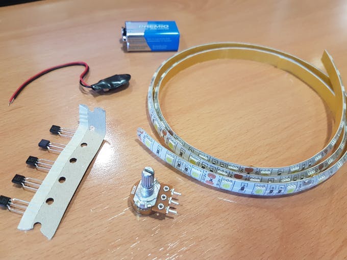 Parts to connect the LED strip to Arduino