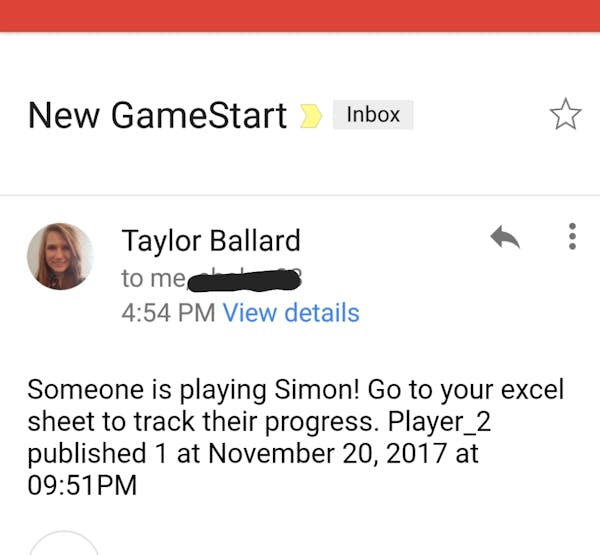 This is the email we have set up to send out every time a new game starts.