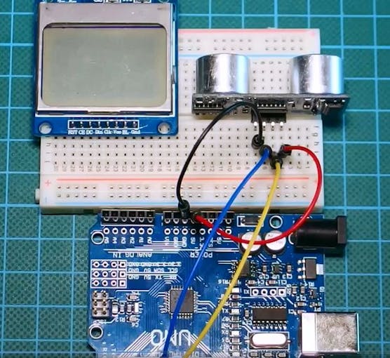 diy distance meter with arduino and a nokia 5110 display arduino project hub