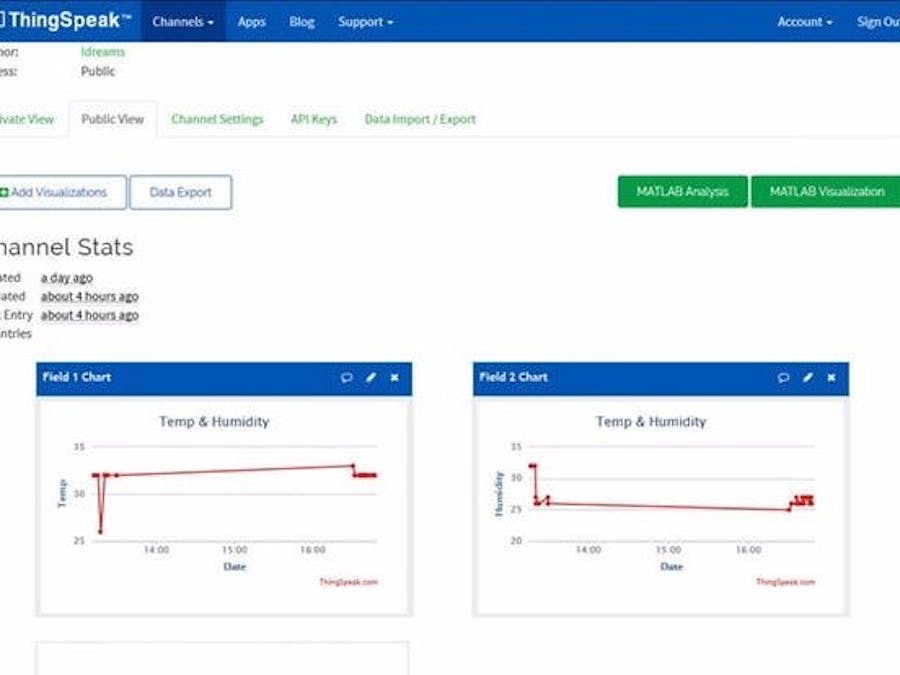 LattePanda IoT - upload tempe/humidity data to ThingSpeak
