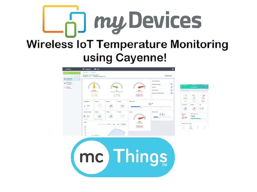 Wireless IoT Temperature Monitoring Displayed in Cayenne