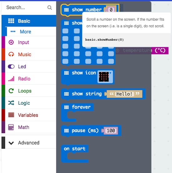 Select the "show number" output