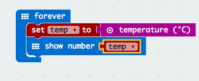Place your temperature variable setter within the forever event handler,