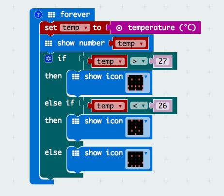 Change the high temperature to be one degree higher than the current temperature, and the low temperature to be one degree lower than the current temperature.