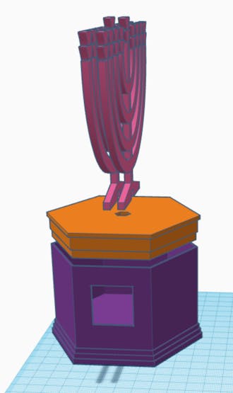 Side view of all four pieces of the print