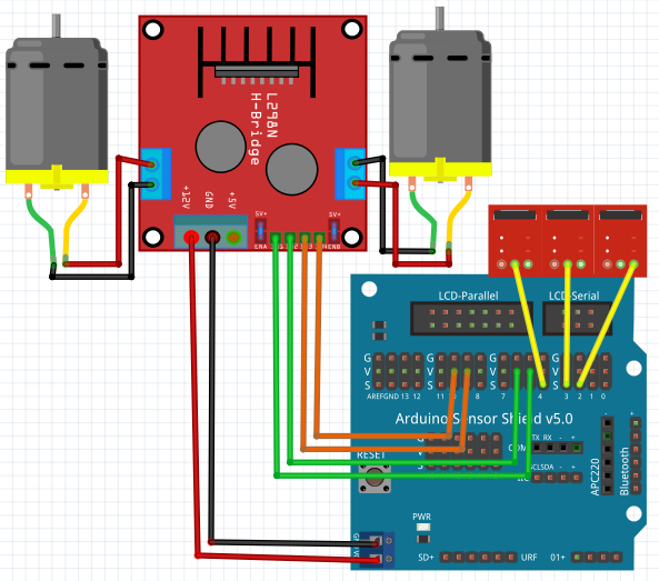 how to connect l298n motor driver to sensor shield v5