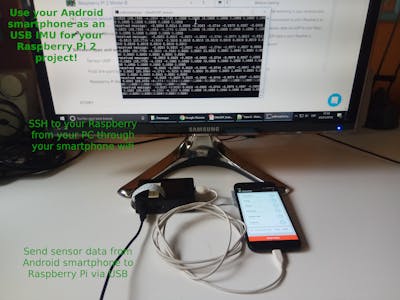 Android Sensors as IMU for Raspberry Pi 2 via USB and UDP