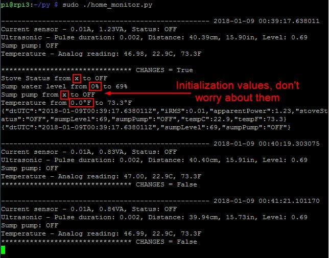 Python script DEBUG=1, console output