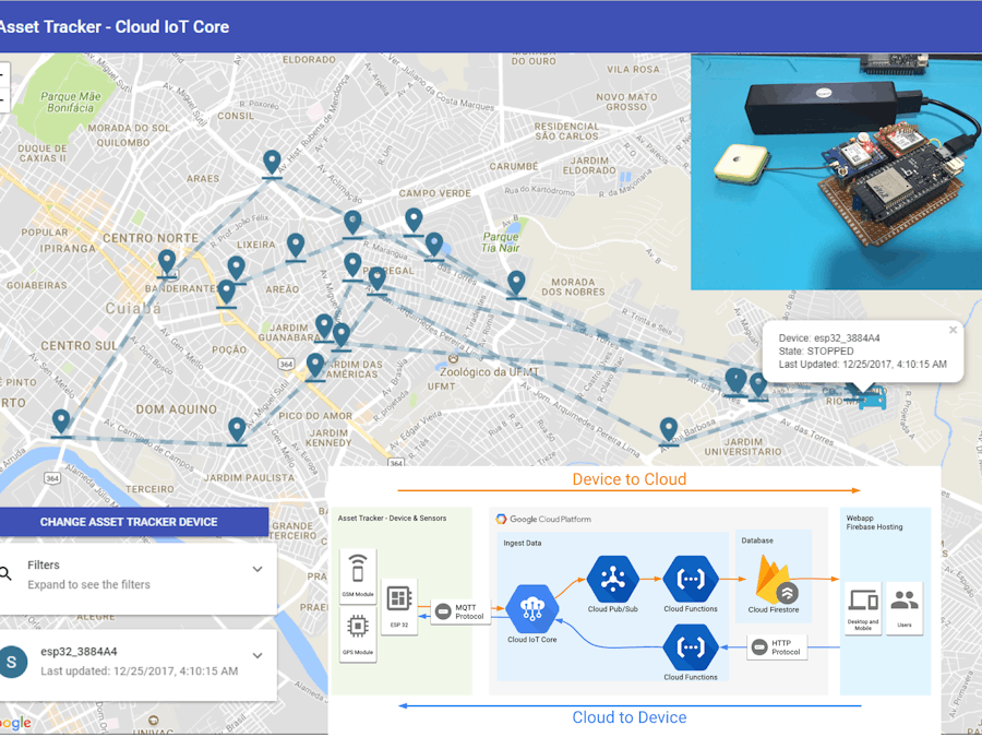 Asset Tracker using Cloud IoT Core, Firestore and MongooseOS