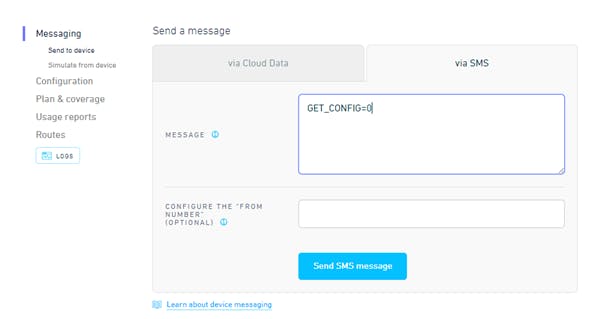 SMS to ask for configuration info