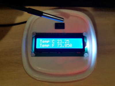 Digital Thermometer with DS18B20, I2C, LCD and Plastic Box