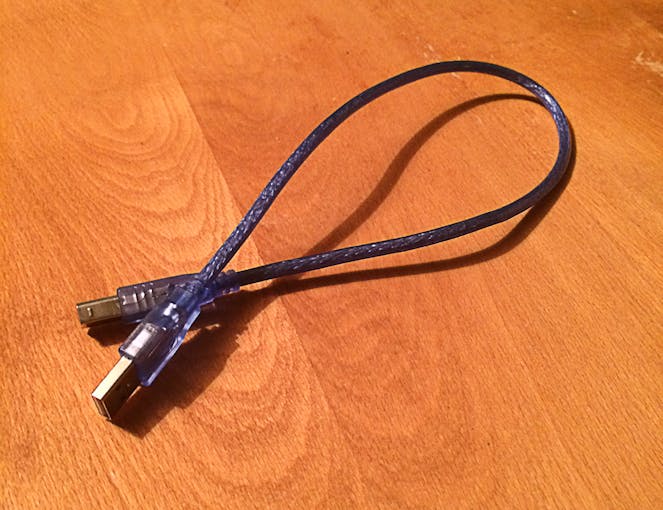 A USB Type A to Type B cable — a USB cable that is compatible for usage with the Arduino Uno.