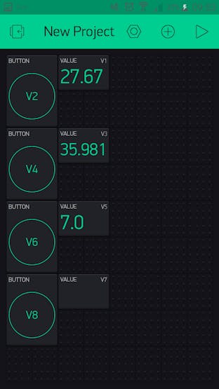 Figure 7: Project Dashboard (Disclaimer: Ignore the values this is a screenshot after I tested the weather station. Your should be similar, just with blank faces like V7)