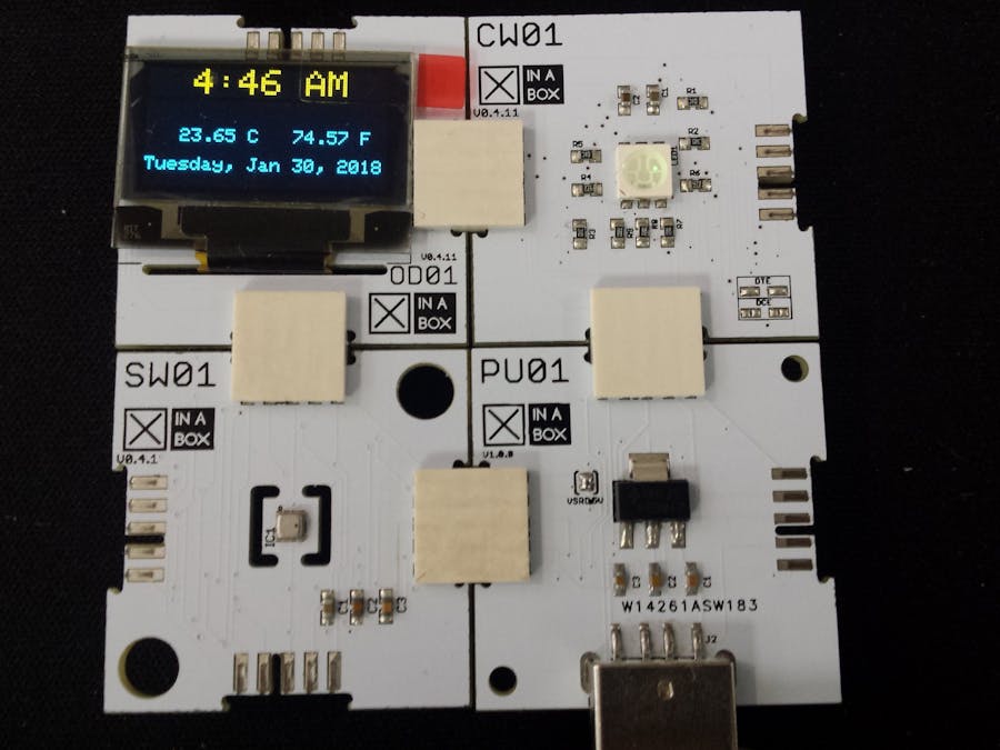 Date, Time & Temperature Display using ☒XinaBox