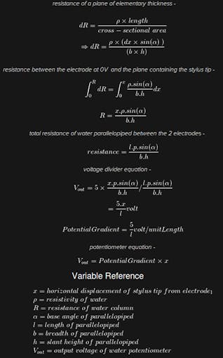 Derivation of Water Potentiometer Output