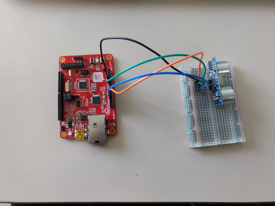 Distance Finder Using WizWiki w7500 and Ultrasonic Sensor