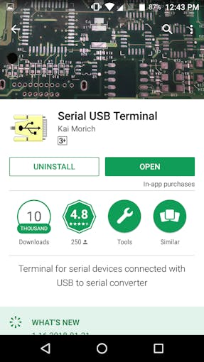 Serial USB Terminal to print serial data via USB-OTG