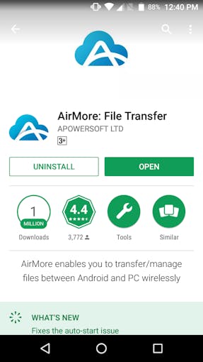 AirMore Android app to cast my Android screen