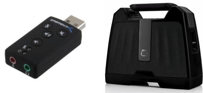 Sabrent USB 2.0 External 2.1 Surround Sound Adapter and wireless speaker