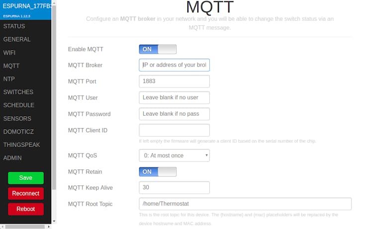 Configure your MQTT Broker details
