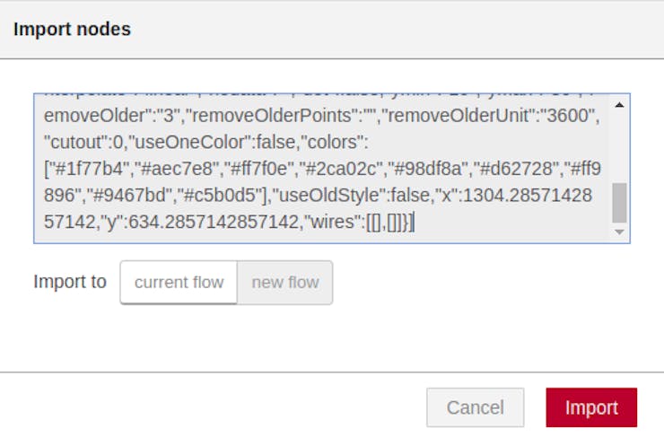 Paste code and select Import to current flow. Press Import