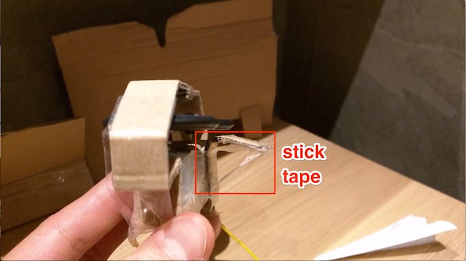 The stick tape helps the base to keep its angle. That angle is used to pull up the plain's nose