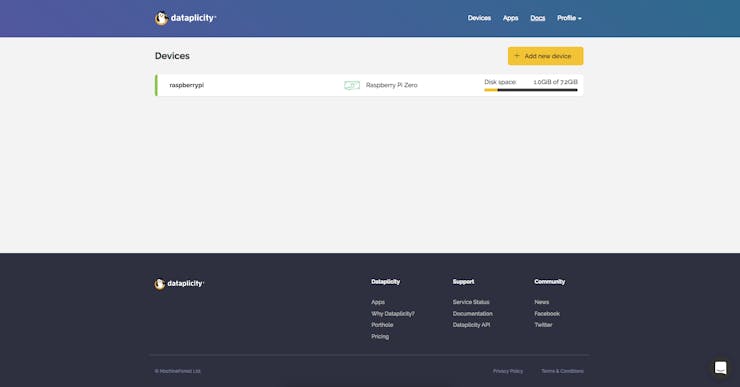 Dataplicity dashboard
