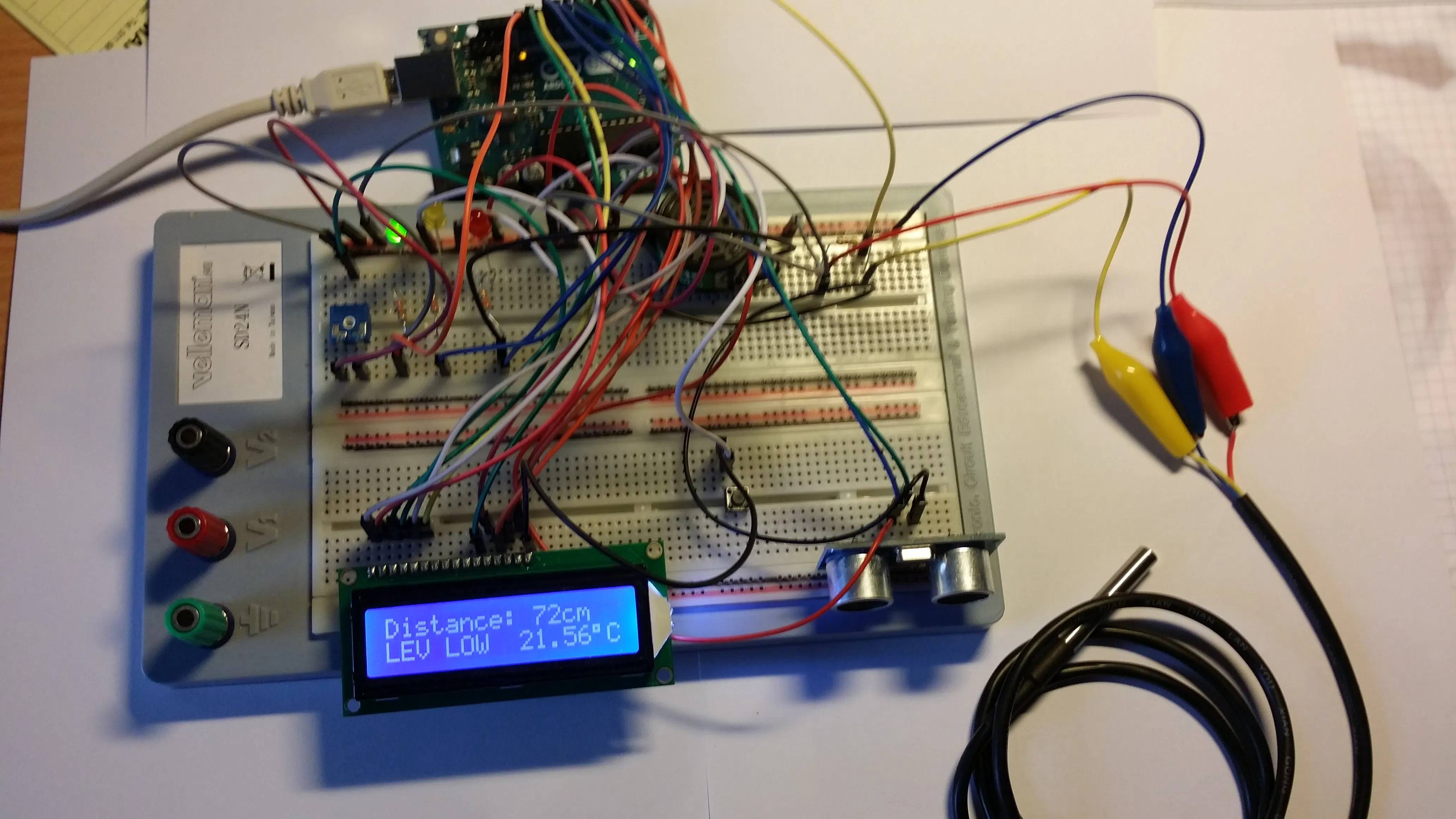 Ultrasonic Sensor with Alarm, LCD and Temperature - Hackster.io
